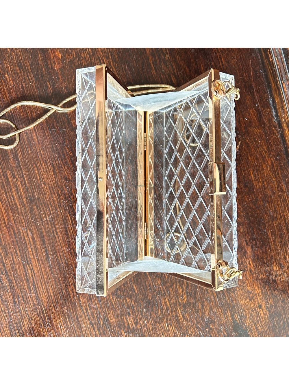 Clear Acrylic Quilted Box Clutch - Elegant Stadium Approved Evening Bag - Picture 3 of 7